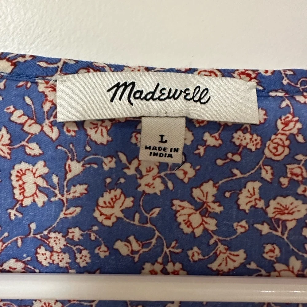 Madewell V-Neck Puff Sleeve Top in Summer Vines. 100% Cotton!